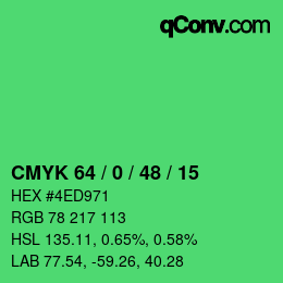 Farbcode: CMYK 64 / 0 / 48 / 15 | qconv.com