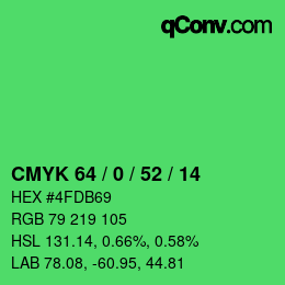 カラーコード: CMYK 64 / 0 / 52 / 14 | qconv.com