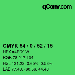 Farbcode: CMYK 64 / 0 / 52 / 15 | qconv.com