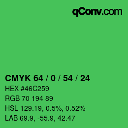 Farbcode: CMYK 64 / 0 / 54 / 24 | qconv.com