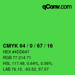 Farbcode: CMYK 64 / 0 / 67 / 16 | qconv.com