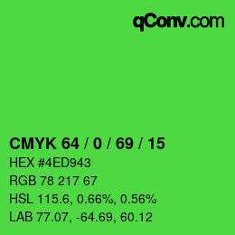 Color code: CMYK 64 / 0 / 69 / 15 | qconv.com