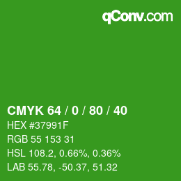 Color code: CMYK 64 / 0 / 80 / 40 | qconv.com