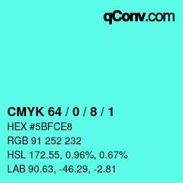 Color code: CMYK 64 / 0 / 8 / 1 | qconv.com