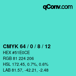 Color code: CMYK 64 / 0 / 8 / 12 | qconv.com