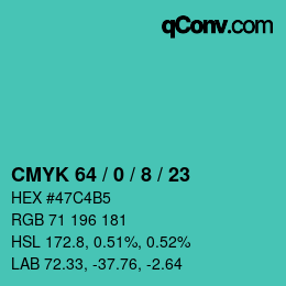 Color code: CMYK 64 / 0 / 8 / 23 | qconv.com