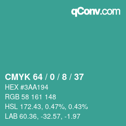 Color code: CMYK 64 / 0 / 8 / 37 | qconv.com