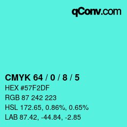 カラーコード: CMYK 64 / 0 / 8 / 5 | qconv.com