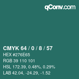 Color code: CMYK 64 / 0 / 8 / 57 | qconv.com