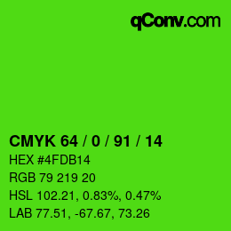 Código de color: CMYK 64 / 0 / 91 / 14 | qconv.com