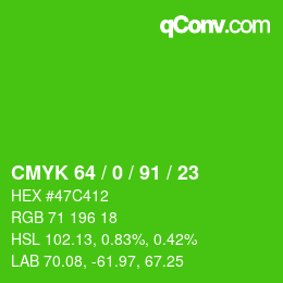 颜色代码: CMYK 64 / 0 / 91 / 23 | qconv.com