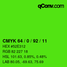 颜色代码: CMYK 64 / 0 / 92 / 11 | qconv.com