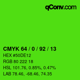 Color code: CMYK 64 / 0 / 92 / 13 | qconv.com