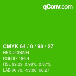 Color code: CMYK 64 / 0 / 98 / 27 | qconv.com