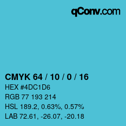 Farbcode: CMYK 64 / 10 / 0 / 16 | qconv.com