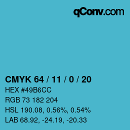 Color code: CMYK 64 / 11 / 0 / 20 | qconv.com