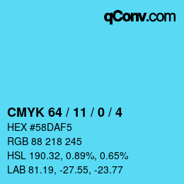 Color code: CMYK 64 / 11 / 0 / 4 | qconv.com