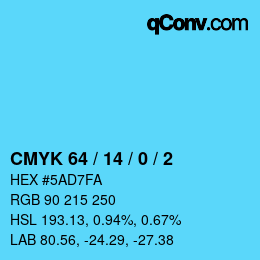 Color code: CMYK 64 / 14 / 0 / 2 | qconv.com