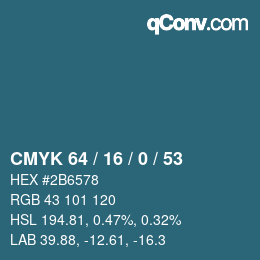 Color code: CMYK 64 / 16 / 0 / 53 | qconv.com