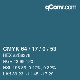 Color code: CMYK 64 / 17 / 0 / 53 | qconv.com