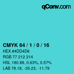 Color code: CMYK 64 / 1 / 0 / 16 | qconv.com