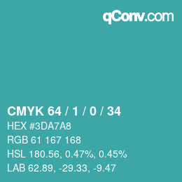 Color code: CMYK 64 / 1 / 0 / 34 | qconv.com