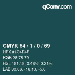 Código de color: CMYK 64 / 1 / 0 / 69 | qconv.com