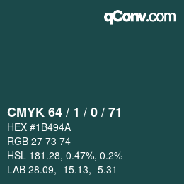 Color code: CMYK 64 / 1 / 0 / 71 | qconv.com