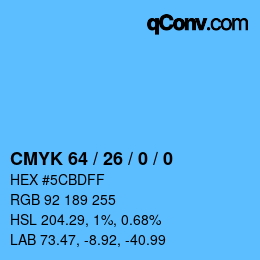 カラーコード: CMYK 64 / 26 / 0 / 0 | qconv.com