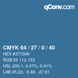 Color code: CMYK 64 / 27 / 0 / 40 | qconv.com