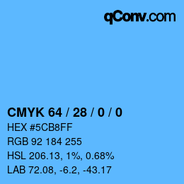 カラーコード: CMYK 64 / 28 / 0 / 0 | qconv.com