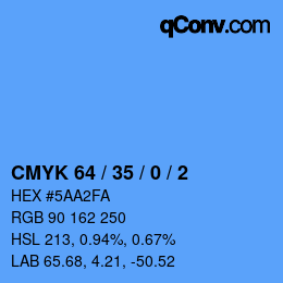 颜色代码: CMYK 64 / 35 / 0 / 2 | qconv.com