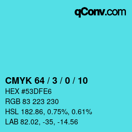 颜色代码: CMYK 64 / 3 / 0 / 10 | qconv.com