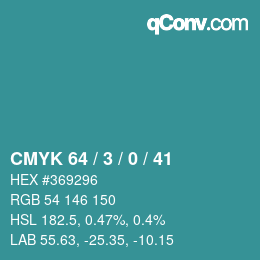 Color code: CMYK 64 / 3 / 0 / 41 | qconv.com