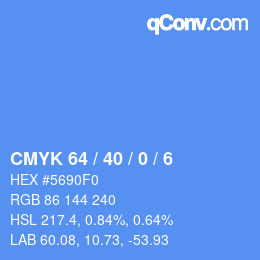 Farbcode: CMYK 64 / 40 / 0 / 6 | qconv.com