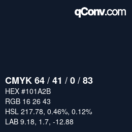 Color code: CMYK 64 / 41 / 0 / 83 | qconv.com