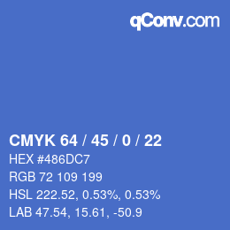 Farbcode: CMYK 64 / 45 / 0 / 22 | qconv.com