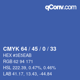 Color code: CMYK 64 / 45 / 0 / 33 | qconv.com