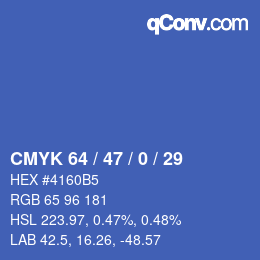 Color code: CMYK 64 / 47 / 0 / 29 | qconv.com