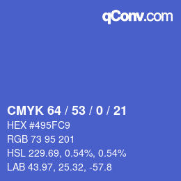 Color code: CMYK 64 / 53 / 0 / 21 | qconv.com
