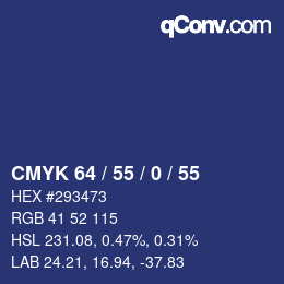 Color code: CMYK 64 / 55 / 0 / 55 | qconv.com