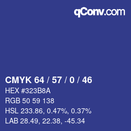 颜色代码: CMYK 64 / 57 / 0 / 46 | qconv.com