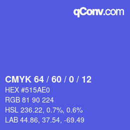 颜色代码: CMYK 64 / 60 / 0 / 12 | qconv.com