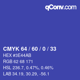 カラーコード: CMYK 64 / 60 / 0 / 33 | qconv.com