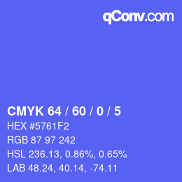 Color code: CMYK 64 / 60 / 0 / 5 | qconv.com