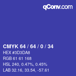 Color code: CMYK 64 / 64 / 0 / 34 | qconv.com