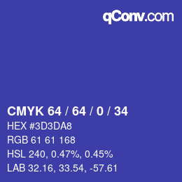 Color code: CMYK 64 / 64 / 0 / 34 | qconv.com