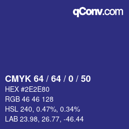 Color code: CMYK 64 / 64 / 0 / 50 | qconv.com