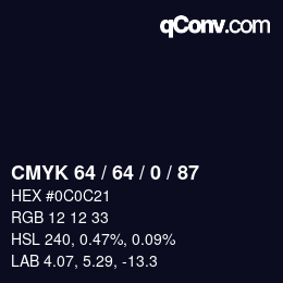 Color code: CMYK 64 / 64 / 0 / 87 | qconv.com