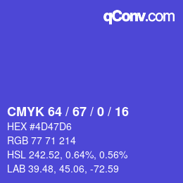 颜色代码: CMYK 64 / 67 / 0 / 16 | qconv.com